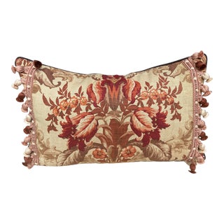 Antique Printed Linen Floral Pillow For Sale