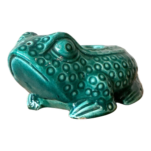 Vintage Boho Asian Glazed Ceramic Frog Planter