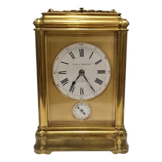 Antique Spanish Gilt Bronze Carriage Clock by Peña Y Sobrino, 1890 For Sale