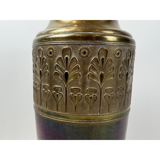 Antique Jugendstill Vase in Brass, 1900s For Sale - Image 9 of 14