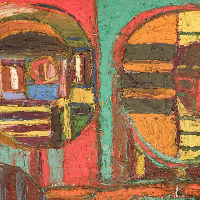 Patrick BOUDON (1944-2019) "Humanoid" oil on canvas Very textural and colorful - Expressionist paintinMeasures : 65cmx54cm...