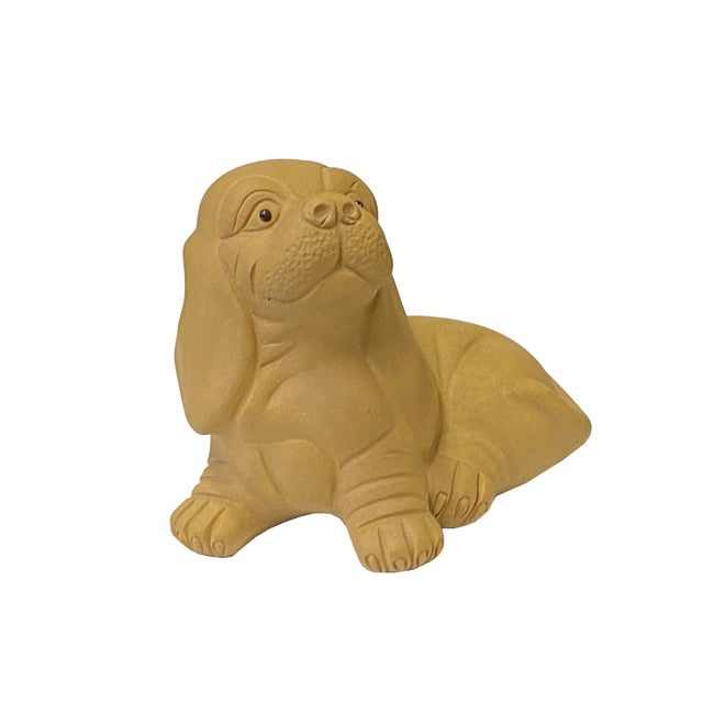 Figurative Oriental Puppy Dog Small Ceramic Animal Figure Display Art For Sale - Image 3 of 6