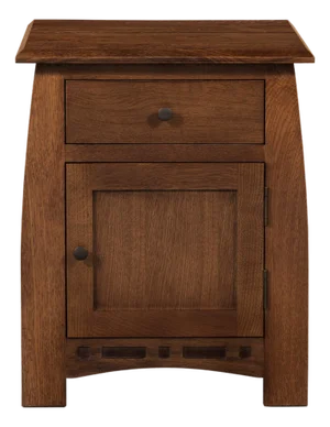 Mission White Oak 1 Drawer 1 Door Inlay End Table - Walnut Stain