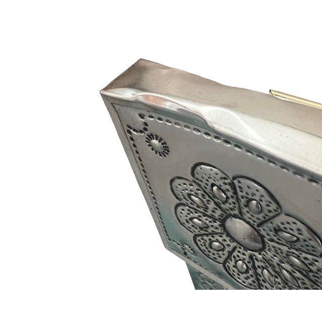 Vintage Large Mid Century Sheet Metal Tin Clad Mexico Mirror Tile 1970s For Sale In Palm Springs - Image 6 of 8