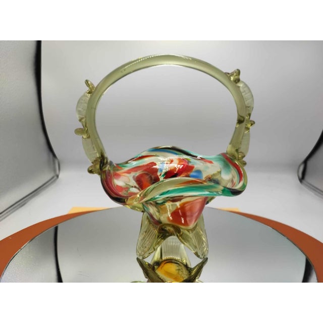 Colorful Glass Basket Plate from the Ząbkowice Steelworks, 1970s For Sale - Image 6 of 6