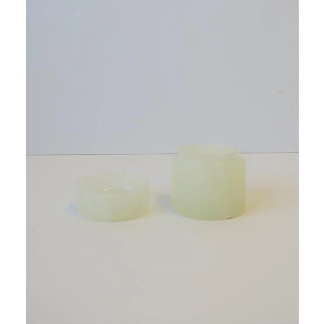 Italian White Onyx Marble Round Box For Sale - Image 11 of 12