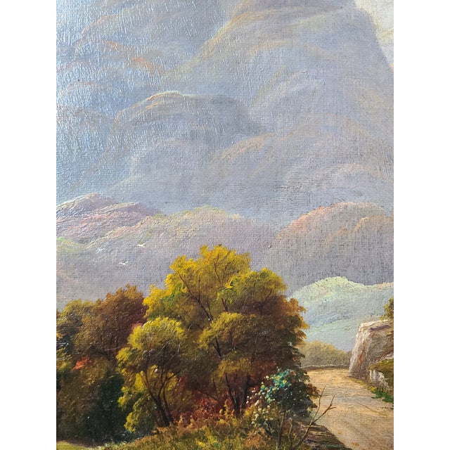 Textile Antique Victorian Oil Painting English Landscape in Cumberland For Sale - Image 7 of 16