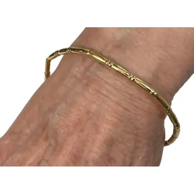 14k Yellow Gold Bamboo-Style Bangle Bracelet For Sale In Tampa - Image 6 of 6
