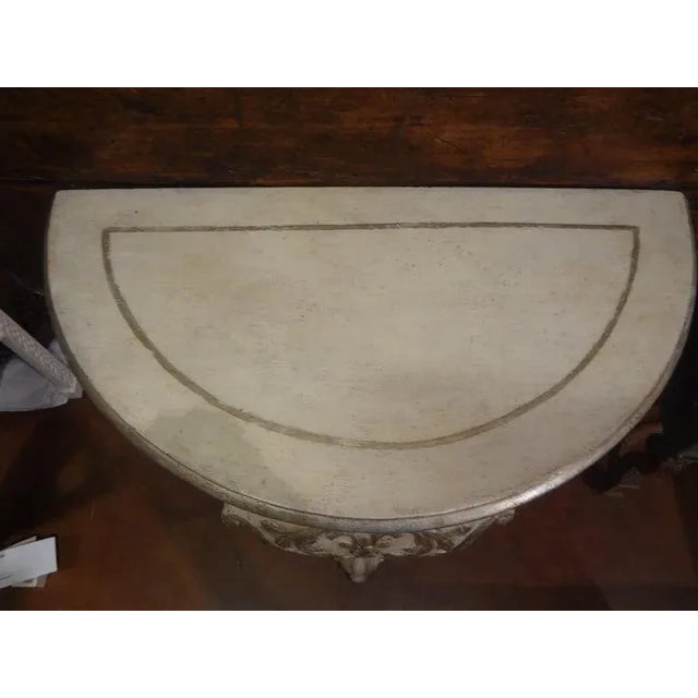 Pair of Venetian Painted and Parcel Gilt Console Tables For Sale - Image 9 of 13