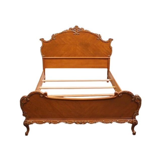 French Provincial Vintage Antique Solid Maple French Provincial Rococo Revival Full Size Bed 11200 For Sale - Image 3 of 11