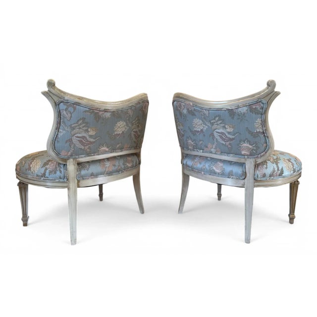 1950s Regency Asymmetrical Boudoir or Parlor Chairs - A Pair For Sale In Miami - Image 6 of 12