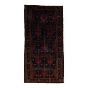 1960s Handmade Tribal Persian Shiraz Wool Rug in Navy Blue