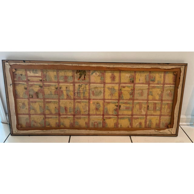 Folk Art Vintage Ethiopian Narrative Painting on Cloth Depicting the Queen of Sheba and King Solomon 48” X 21” For Sale - Image 3 of 11