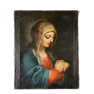 Italian School, Painting of the Madonna in Prayer, Oil on Canvas For Sale