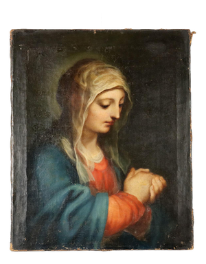 Italian School, Painting of the Madonna in Prayer, Oil on Canvas