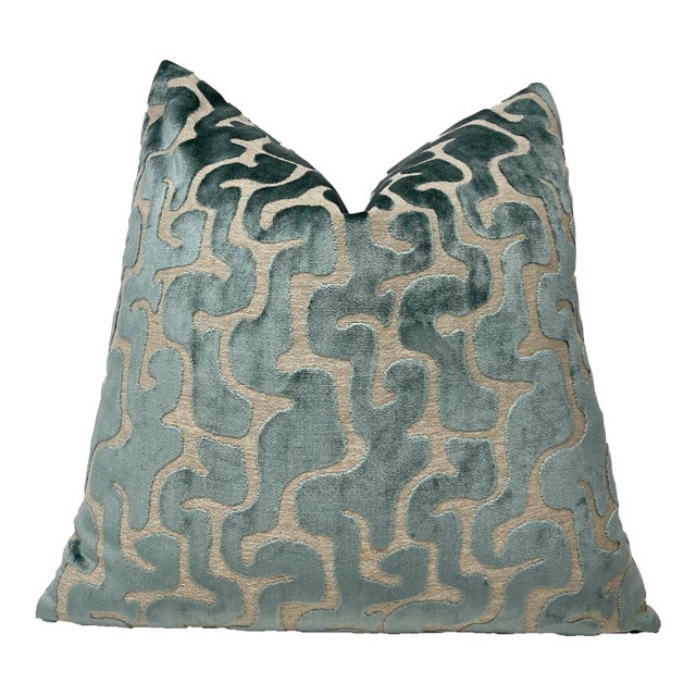 Spruce Green Velvet Pillow With Feather Down Insert Chairish