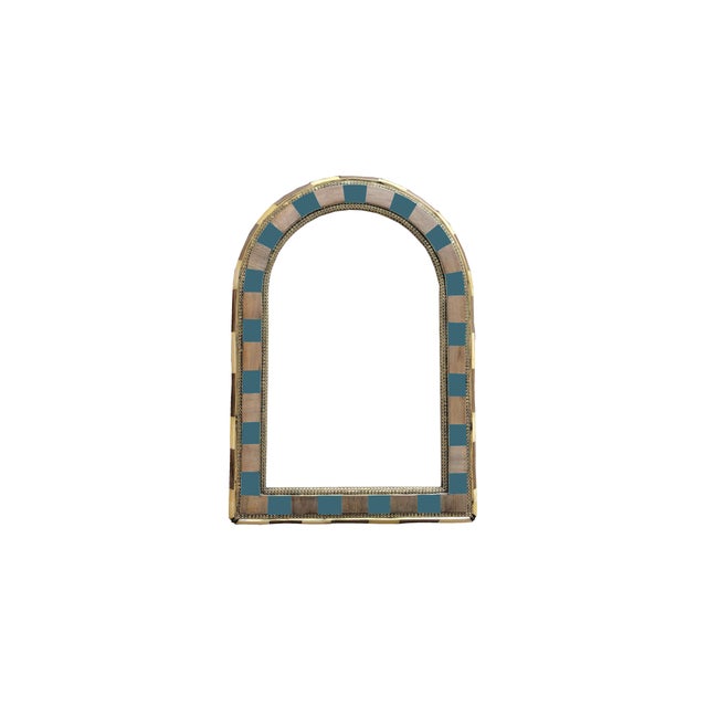 Art Nouveau Moroccan Arched Mirror, With Blue Color For Sale - Image 3 of 8