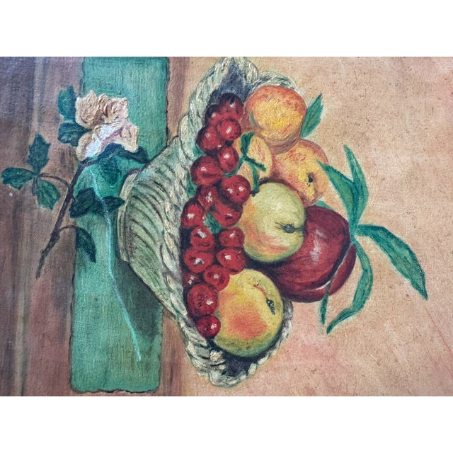 Orange 1973 Anne W. Still Life Fruit Bowl Oil on Canvas Paintings – A Pair For Sale - Image 8 of 9