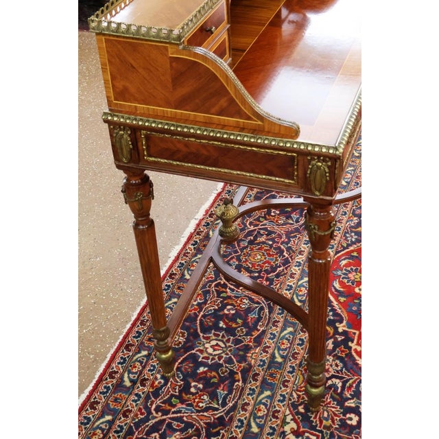 1950s French Louis XVI Inlaid Ormolu Mounted Ladies Writing Desk For Sale In New York - Image 6 of 13
