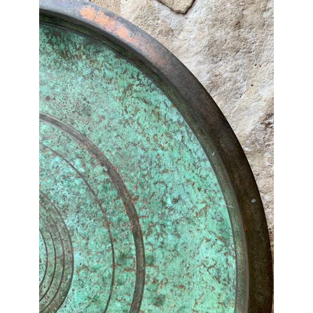1920’s Art Deco Carl Sorensen Large Verdigris Green Bronze Charger, Signed For Sale - Image 12 of 12