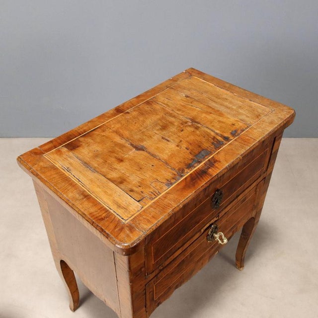 Wood Baroque Bedside Table in Walnut and Maple For Sale - Image 7 of 10