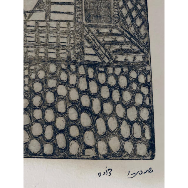 Folk Art Dora Szampanier, Etching of destroyed synagogue - Husyatin, Ukraine For Sale - Image 3 of 6