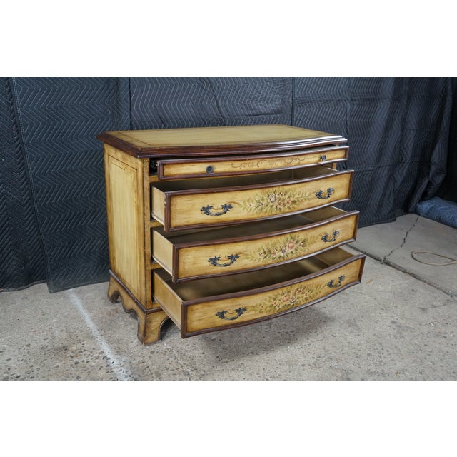 Late 20th Century Italian French Provincial Style Floral Bombe Commode Dresser Bachelors Chest For Sale - Image 4 of 18