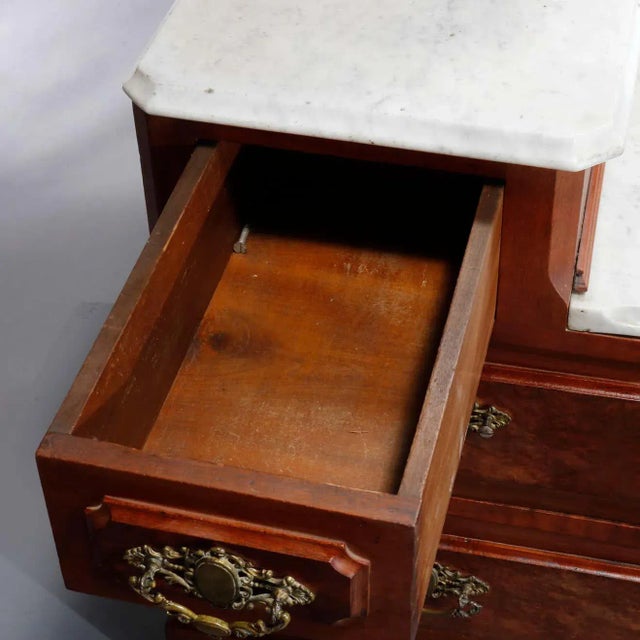 Traditional Renaissance Revival Walnut Burl & Ma Drop Center Mirrored Dresser, circa 1880 For Sale - Image 3 of 13