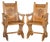 Set of Antique English Carved Oak Armchairs with Armorial Crest Coat of Arms, 1860 For Sale