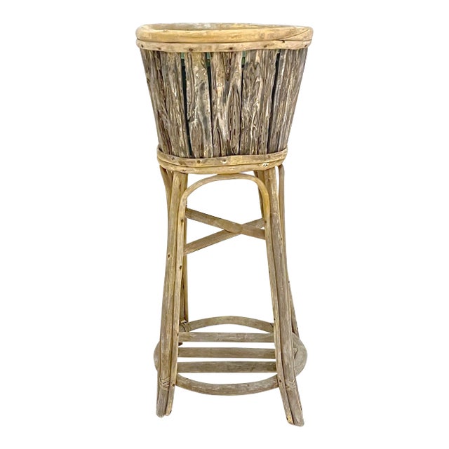 Outdoor Rustic Weathered Plant Stand For Sale