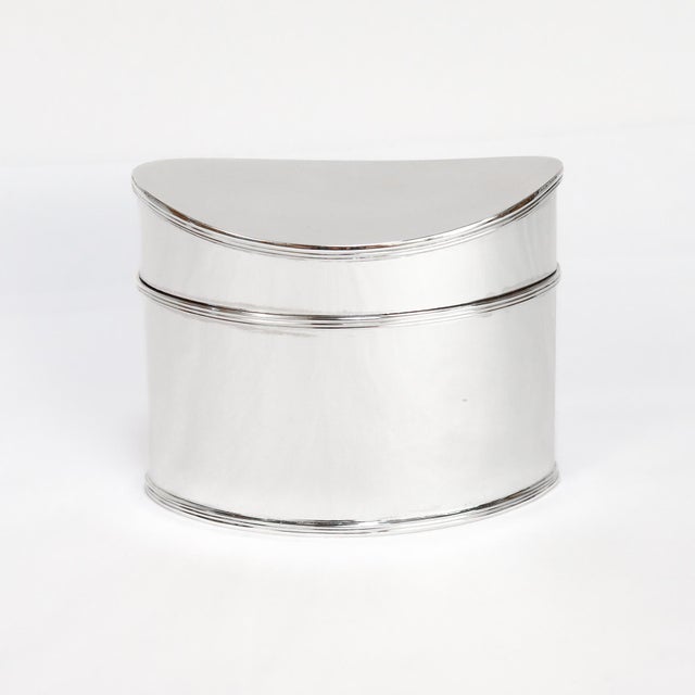 Italian Vintage Tiffany & Co Italian Sterling Silver Navette Shaped Box or Tea Caddy For Sale - Image 3 of 14