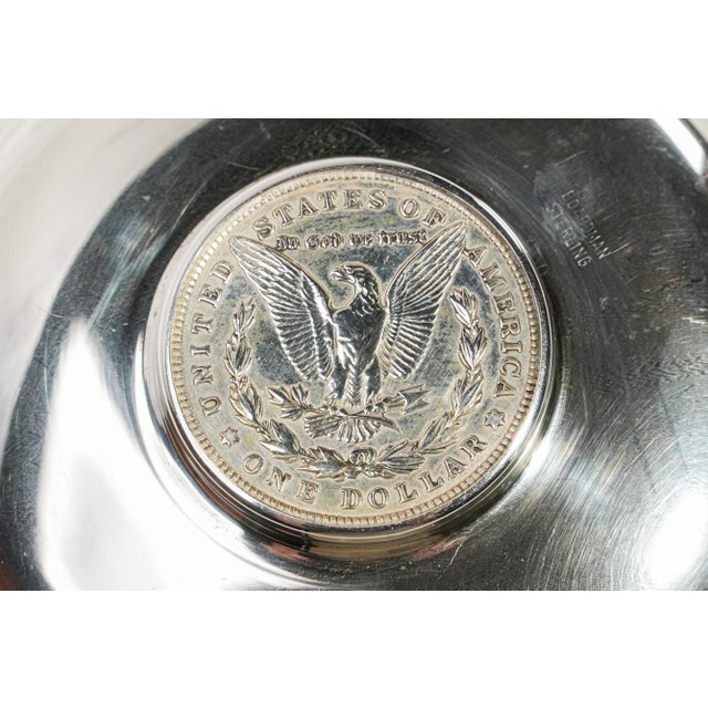 Fascinating Vintage Sterling Silver Catchall Dish 1921 Morgan Silver Dollar Coin Jewelry Tray Luxury Home Decor Americana For Sale - Image 10 of 10