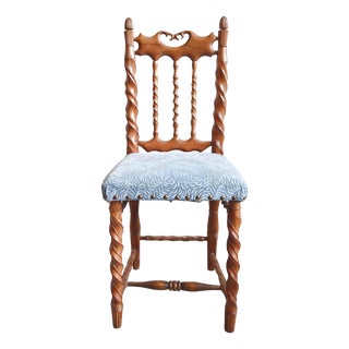 Vintage Chair in Carved Wood and Velvet, 1950s For Sale