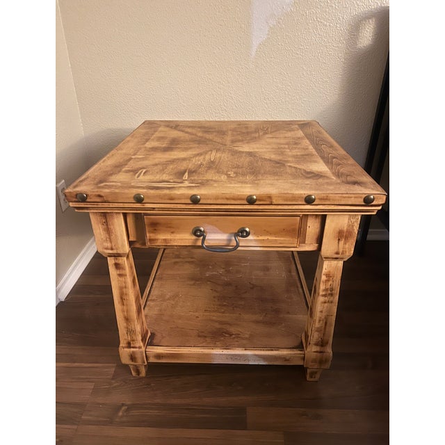 Set of two Solid wood Rustic end tables. Add charm and function to your living room with this pair of solid wood rustic...