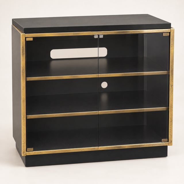 1970s Vintage Black and Gold TV Cabinet in the style of Roche Bobois, 1970s For Sale - Image 5 of 5