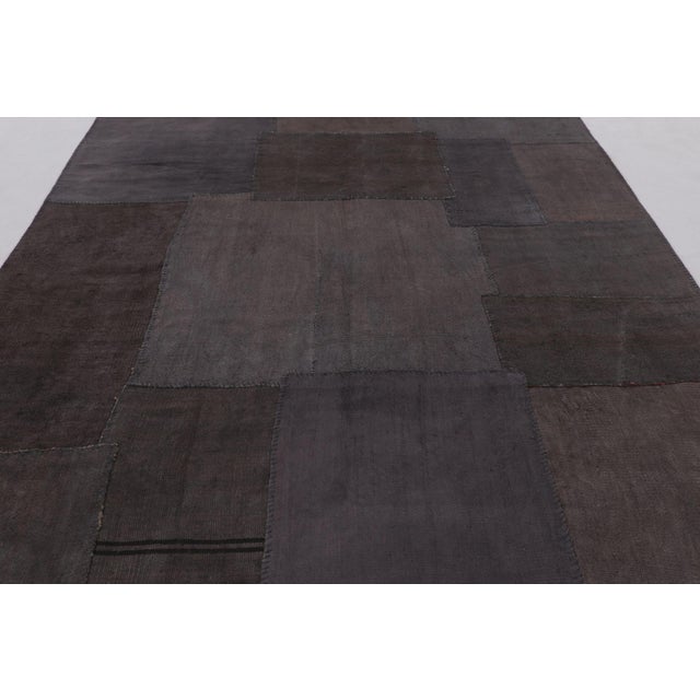 Rug & Kilim Vintage Turkish Patchwork Rug, in Brown, Gray and Charcoal Hues - Rug & Kilim For Sale - Image 4 of 10