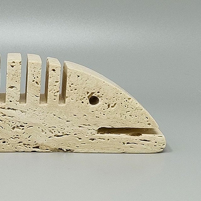 Travertine Fish Sculpture by Mari 1970s For Sale - Image 6 of 8
