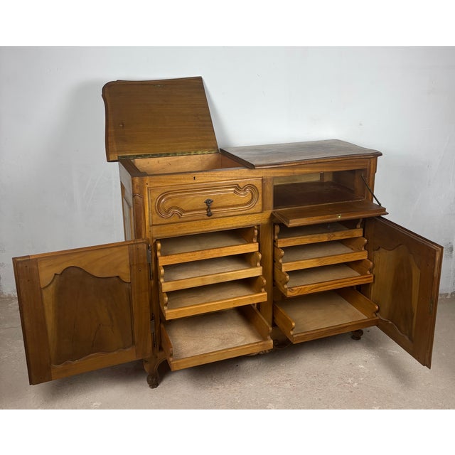 Brown French Provincial Oak Server Cabinet with Sliding Shelves, Early 20th Century For Sale - Image 8 of 18