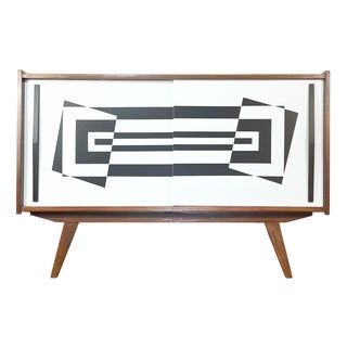 Two-Door Sideboard with Op Art Motif, Poland, 1963 For Sale