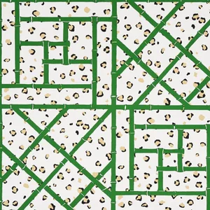 Sample - Schumacher X Cristina Buckley Fancy Beast Wallpaper in Safari Green/Ivory