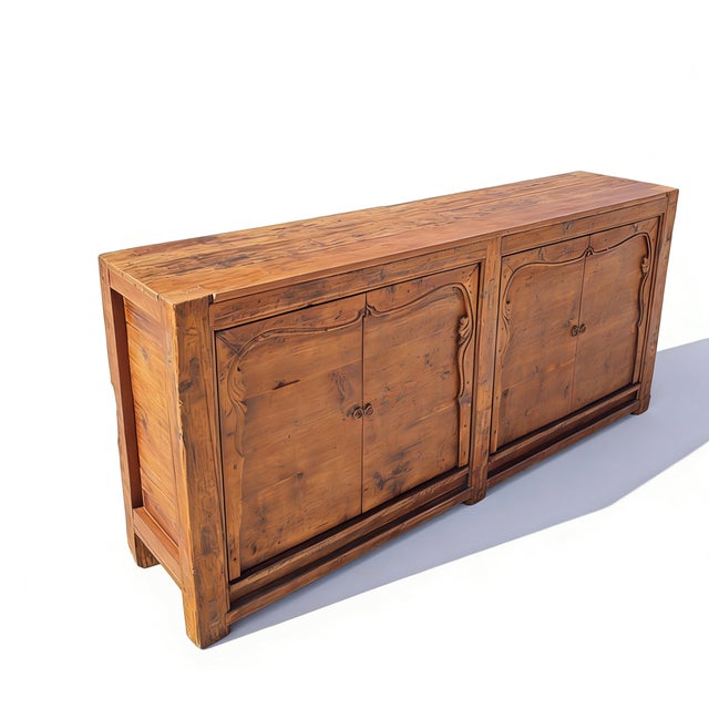 Farmhouse Double-Door Pine Farmer's Sideboard Cabinet For Sale - Image 3 of 5