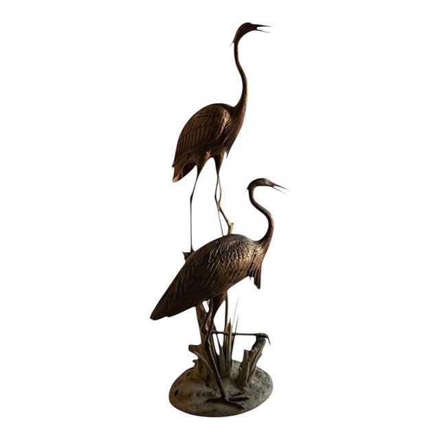 Bronze Heron Tiered Fountain Sculpture For Sale