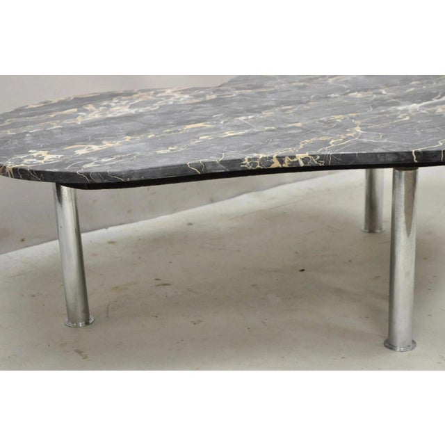 Metal Vintage Custom Heart Shaped Italian Marble Top Hollywood Regency Coffee Table For Sale - Image 7 of 11