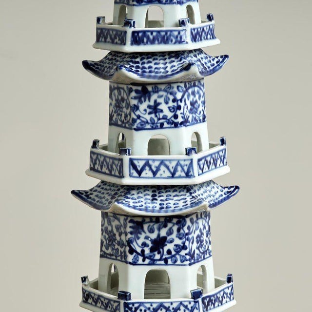 Blue and White Chinese Porcelain Pagoda Tower For Sale In West Palm - Image 6 of 9