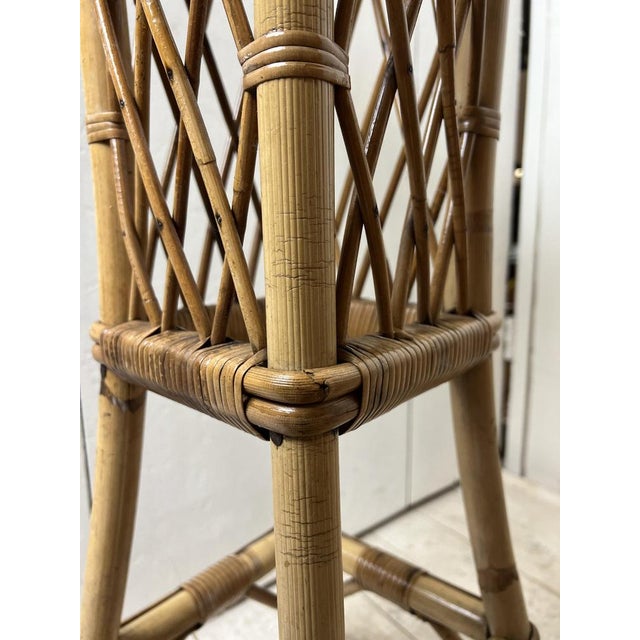 Mid-Century French Rattan and Bamboo Plant Stands, Set of 2 For Sale - Image 12 of 18