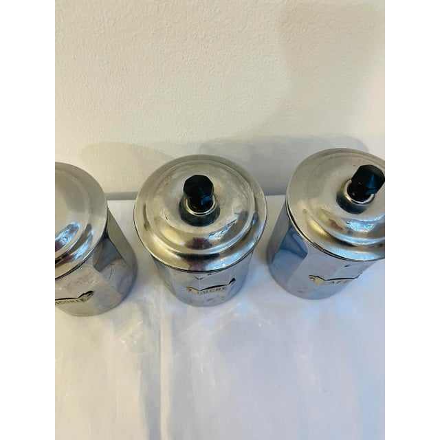 Metal French Art Deco Coffee, Sugar, and Chicory Containers, 1920s, Set of 3 For Sale - Image 7 of 9