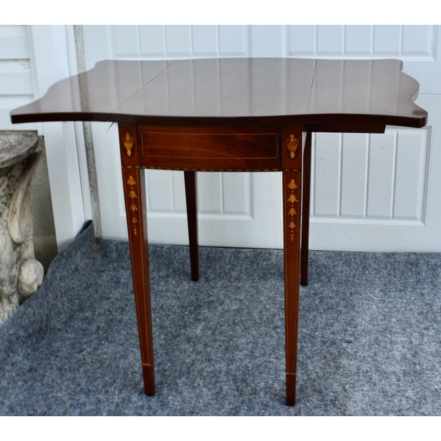 Inlaid Mahogany Pembroke Table Bench Made Federal Style Accent End Side Table For Sale - Image 16 of 16