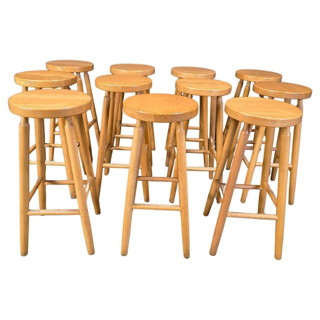 Alpine Style Chalet Stools in Wood, 1970s, Set of 9 For Sale - Image 14 of 14