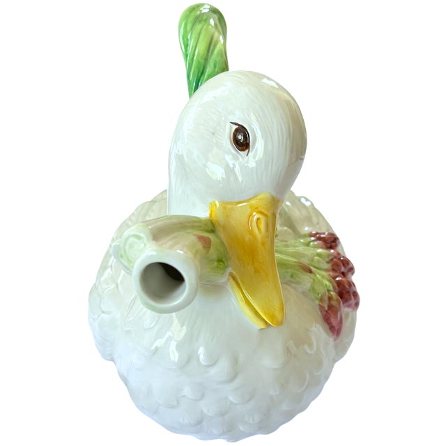 Fitz and Floyd Fitz & Floyd "Le Canard" Figural Duck Teapot With Carrot Handle & Radish Spout, 2004–2005 For Sale - Image 4 of 11