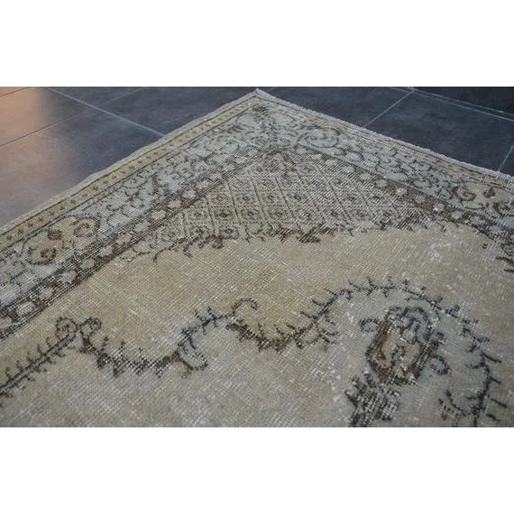 1960s 1960s Vintage Turkish Oushak Hand-Knotted Rug - 3′11″ × 6′11″ For Sale - Image 5 of 9